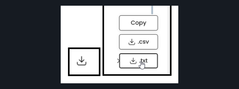 The download icon and the .txt option on Decodo’s proxy setup page.