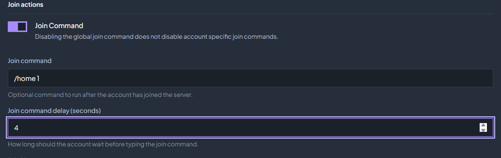 Set /home 1 in Settings → Behavior so the account can return to the chest after joining.